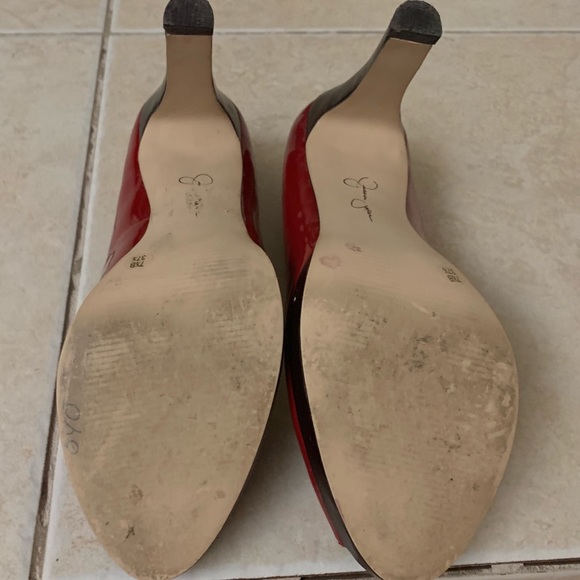JS peep toe red patent pumps size  7.5 - Picture 3 of 5